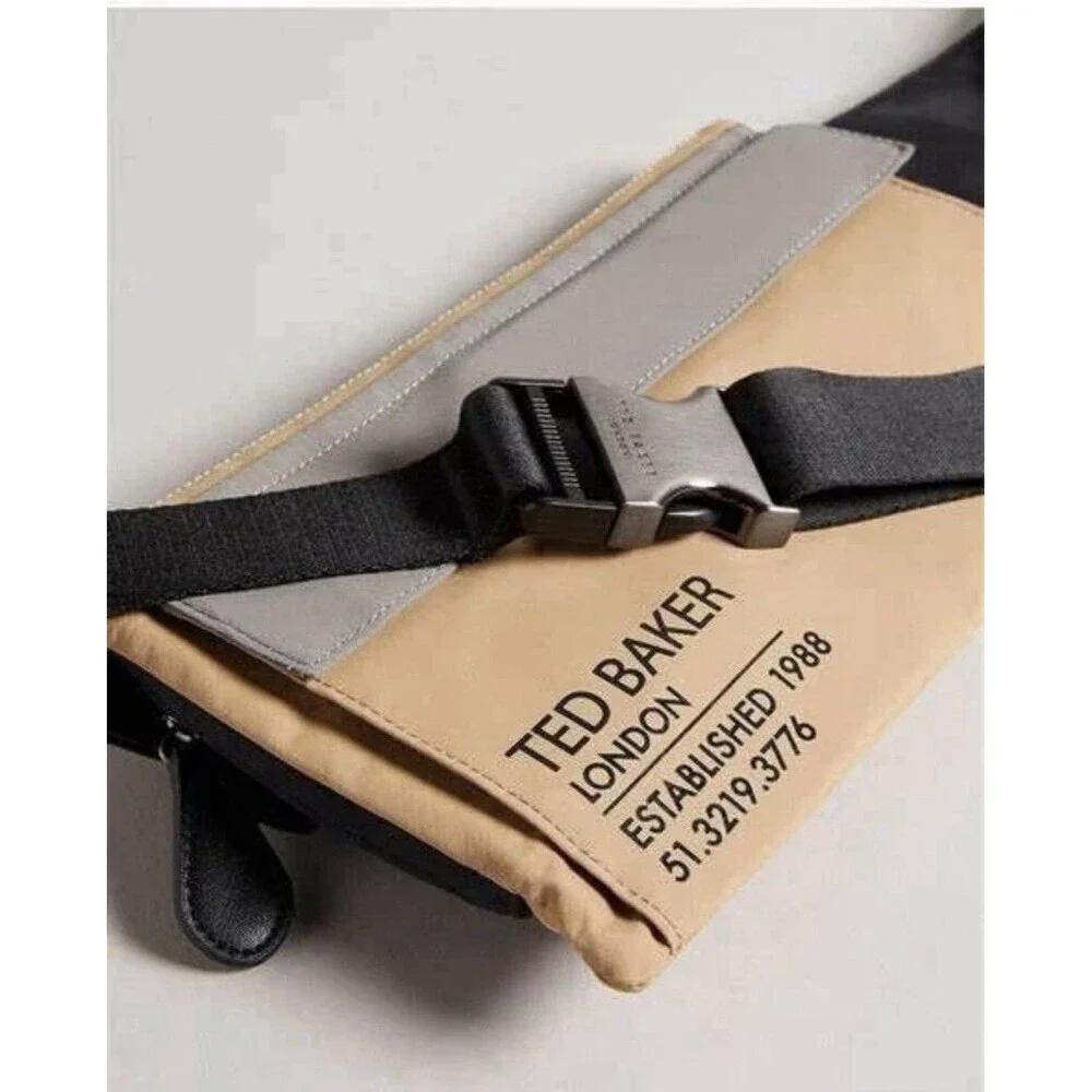 TED BAKER Feddy Color-block Woven Bumbag in Tan Fannypack Travel Outdoor